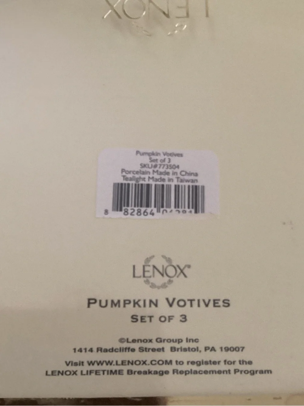 Lenox Porcelain Pumpkin Votives Set of 3 Candle Holders